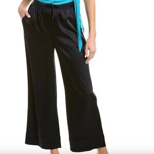 ELIE. ELIE TAHARI NWT! Black Satin High Rise Drawstring Wide Leg Pants Sz Large